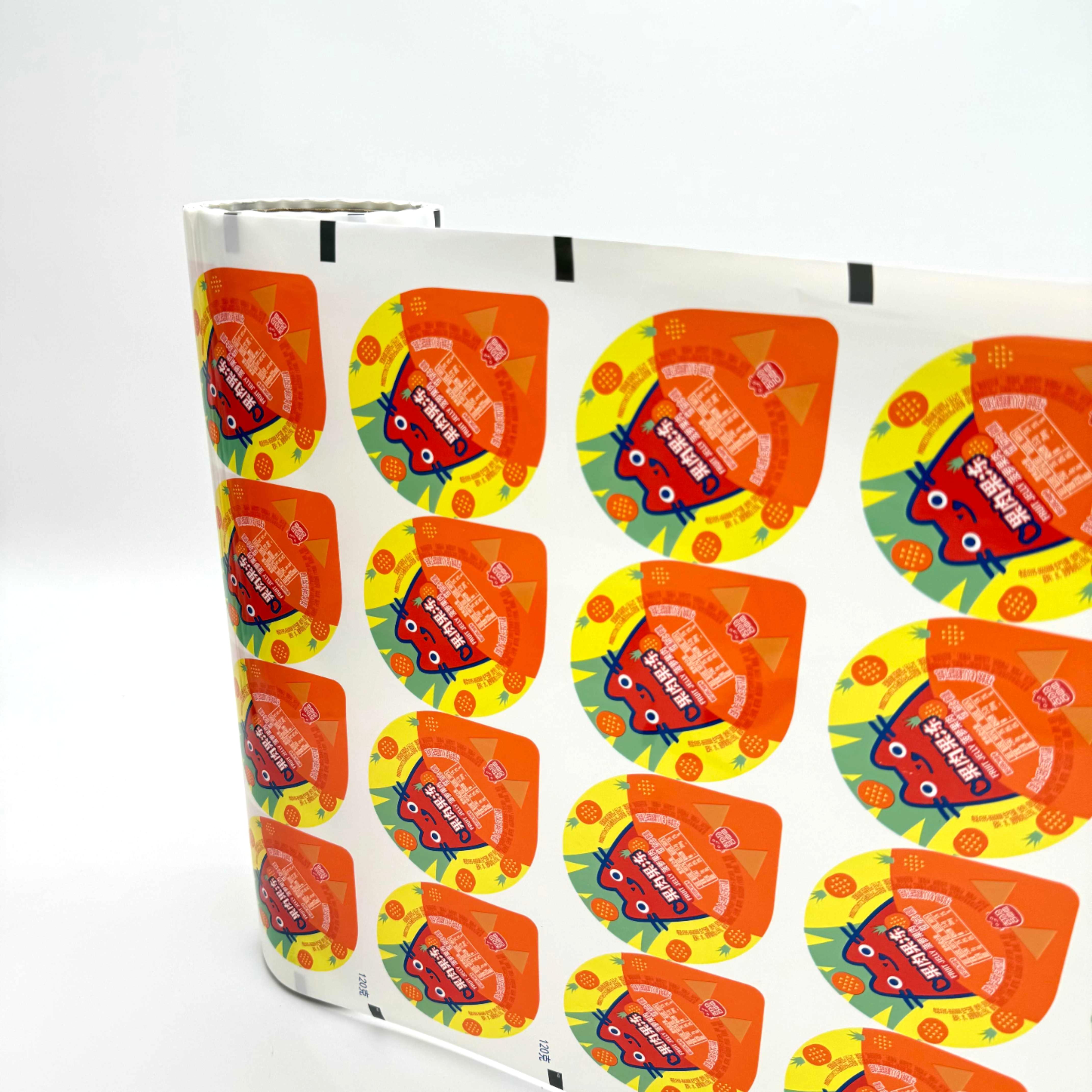 White PE Printed Food Packaging Bottle Cover Lid Roll Stock Film for Cup Tray Sealing