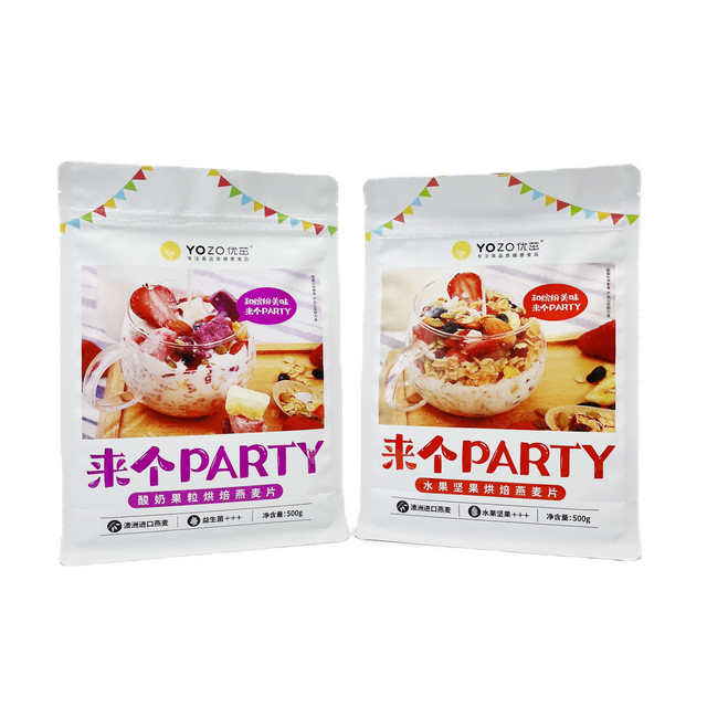 Manufacturers Custom Printed Packaging Bag Flat Bottom Bag Zipper Oat Meal
