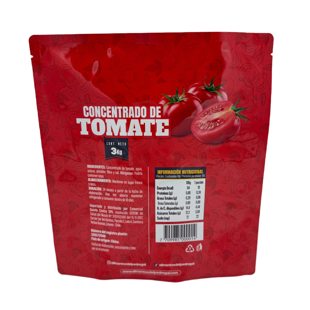 3kg Ketchup Bag Customized Plastic Laminate Material for Packaging Colour Pringting