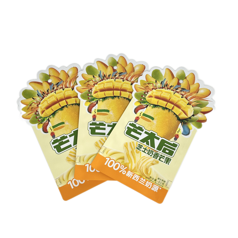Shaped Dried Mango Dried Fruit Packaging Bag VMPET/PE Transparent Window