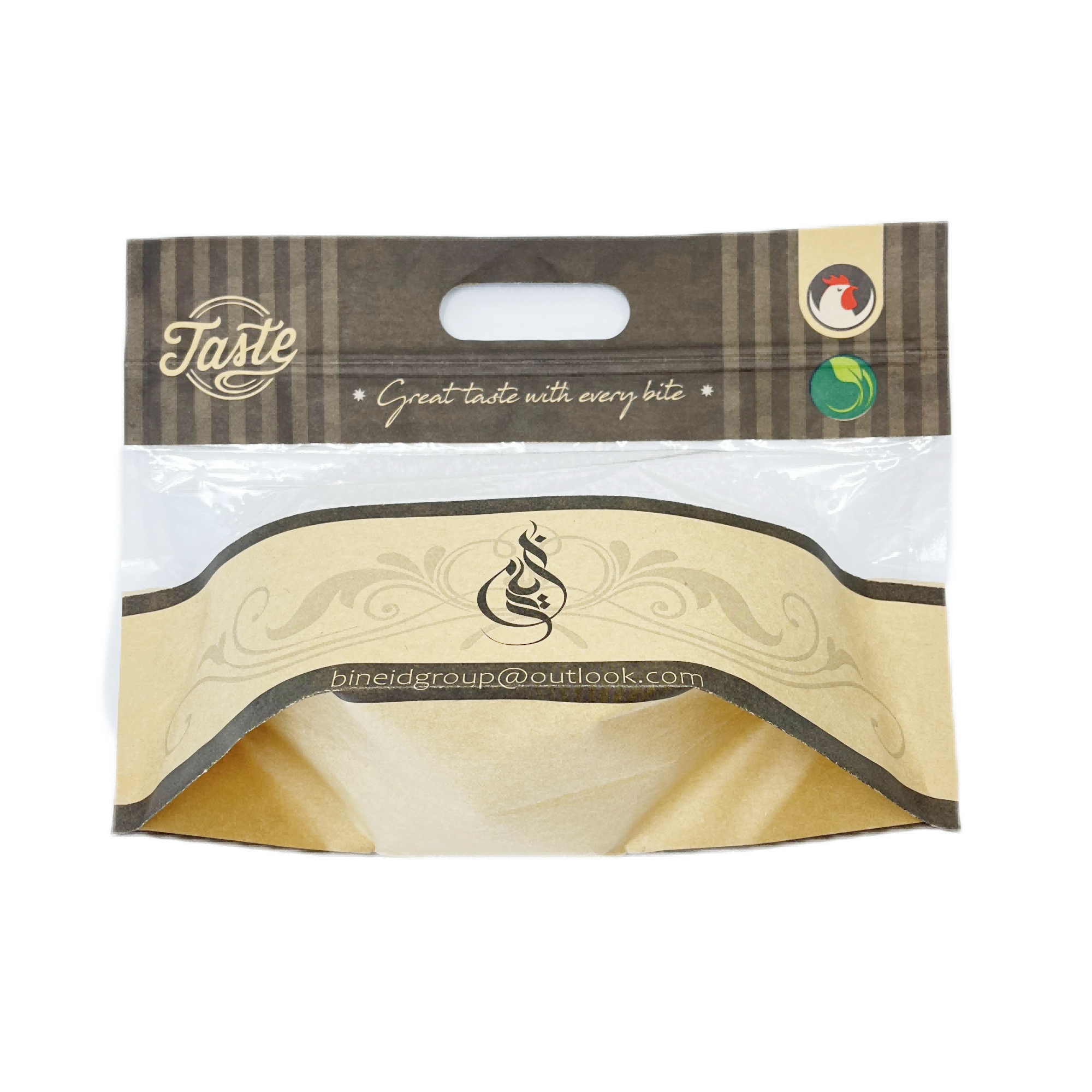 Anti-Fog Custom Printed Stand up Ziplock Bag with Handle for Roasted Chicken Packaging