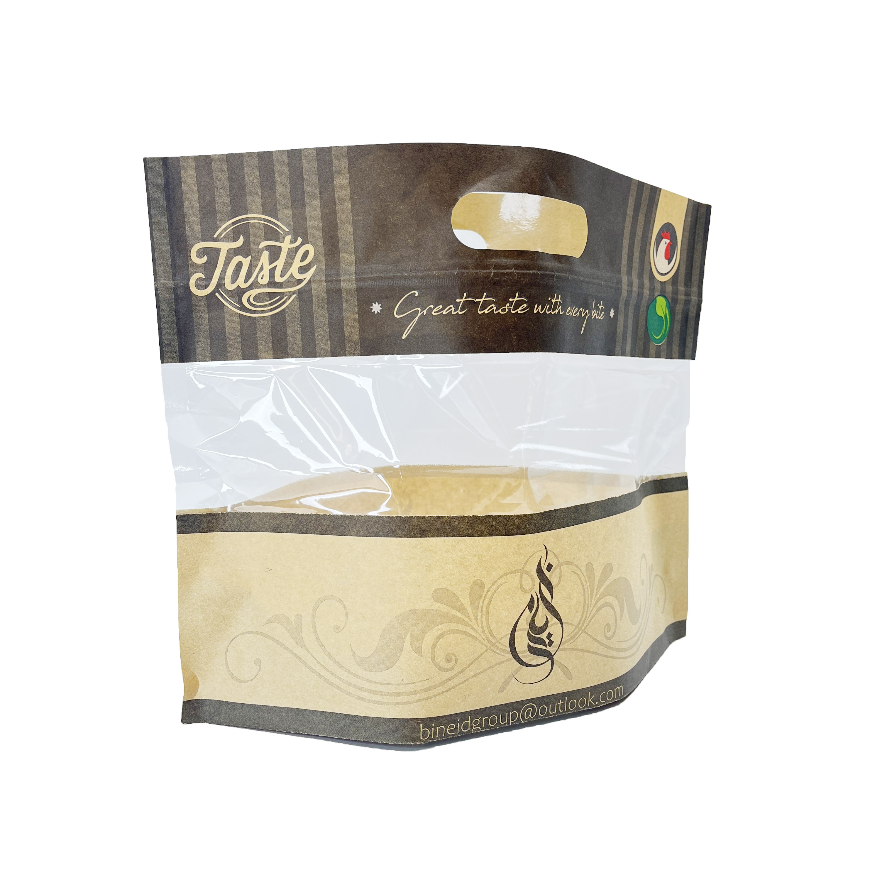 Anti-Fog Custom Printed Stand up Ziplock Bag with Handle for Roasted Chicken Packaging