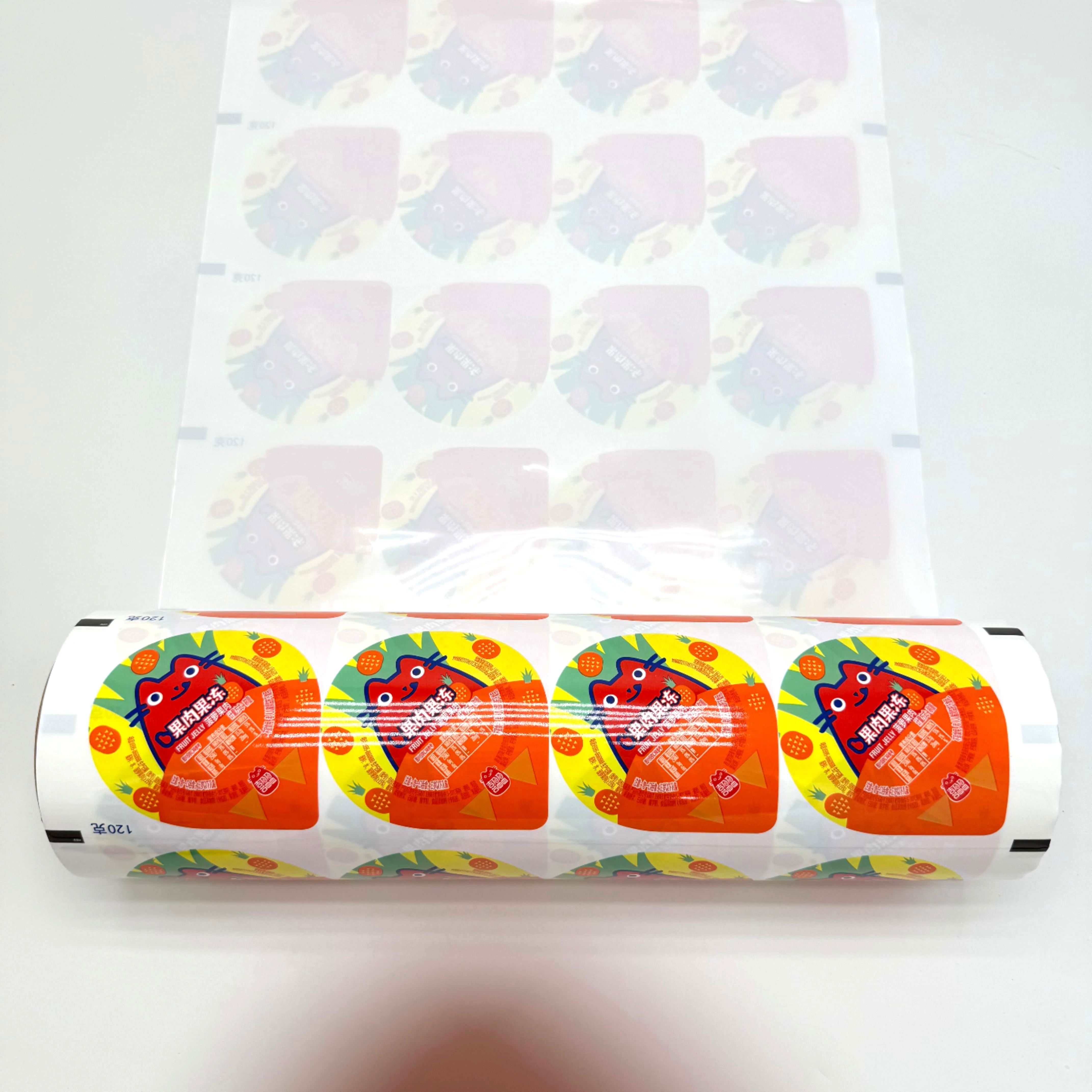 White PE Printed Food Packaging Bottle Cover Lid Roll Stock Film for Cup Tray Sealing