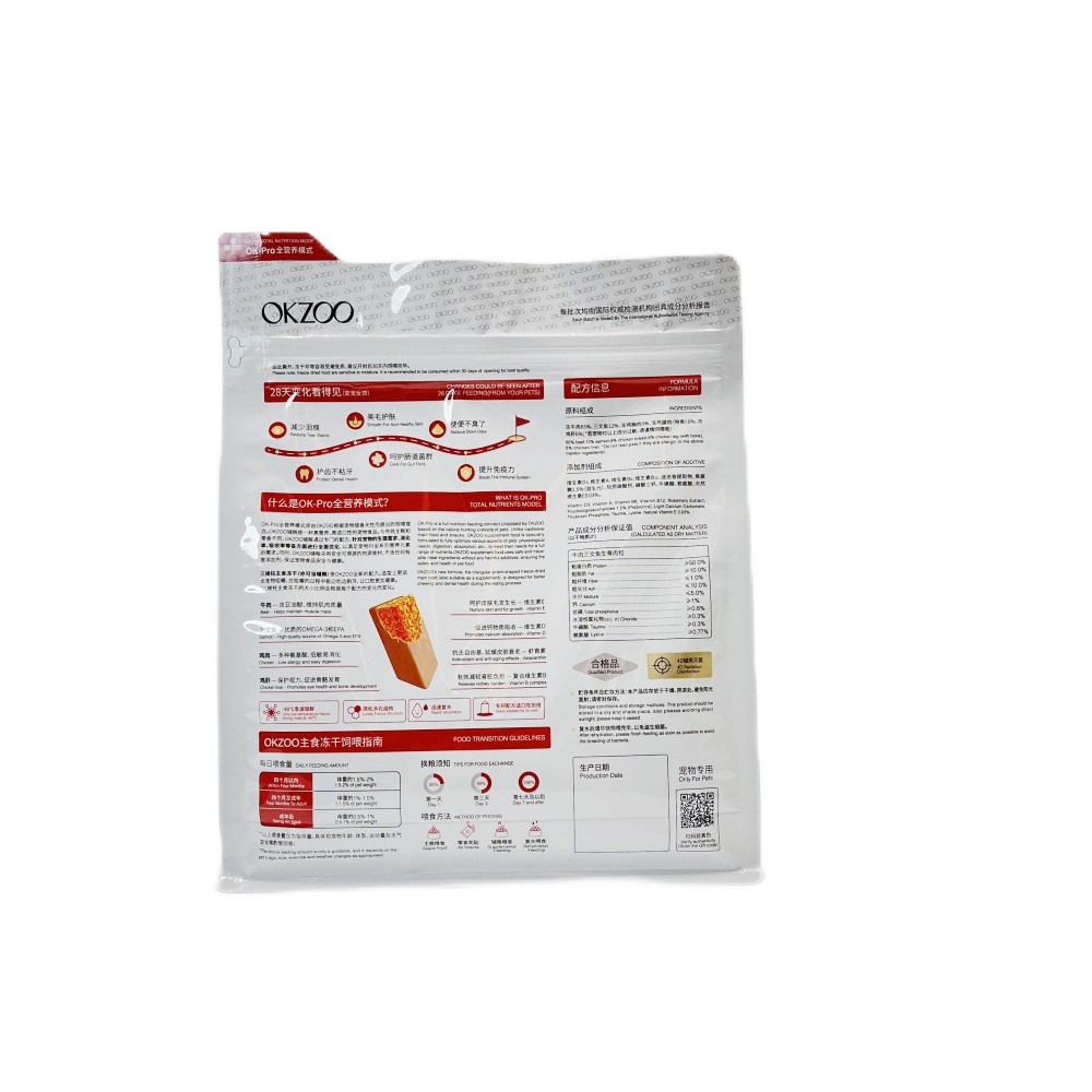 Custom Printed 1kg 5kg Easy Tear Zipper Food Cat Dog Bird Pet Food Packaging Sealed Bag Eight Side Seal Bag 