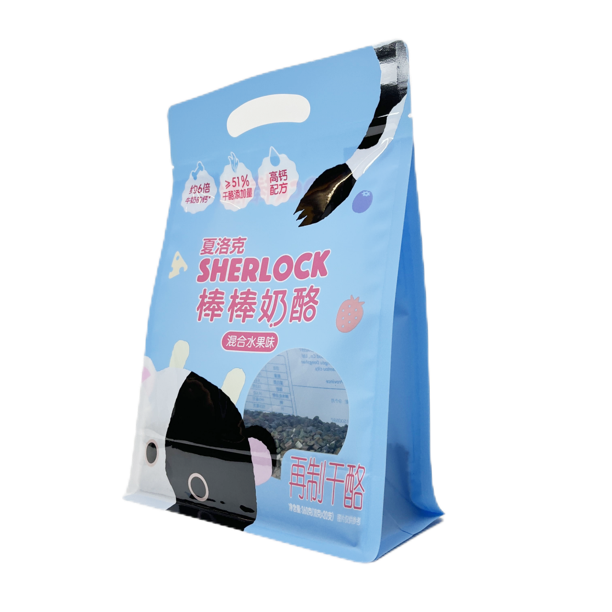 Cheese Stick Outer Packaging Bag Gravure Printing Custom Mylar Quad Pouch