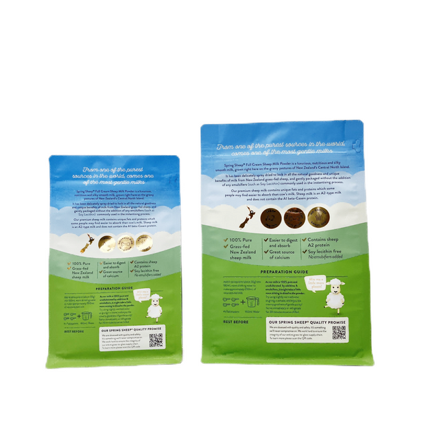 Flat Bottom Pouch Custom Printed Size Plastic Package Food Grade Aluminum Foil Milk Powder Zipper Bag